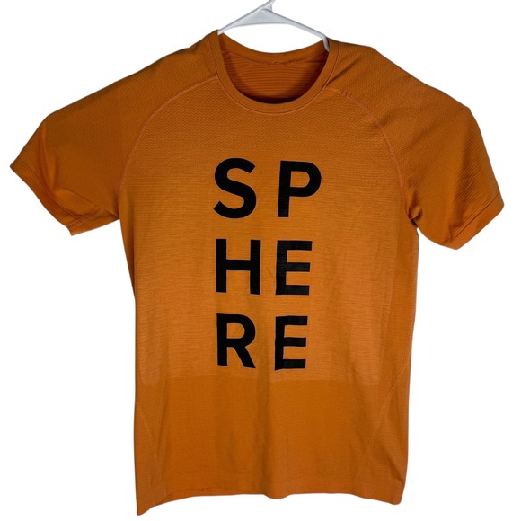 Orange Sphere Graphic Athletic T Shirt Men's Size Small Short Sleeve Performance - Picture 2 of 6